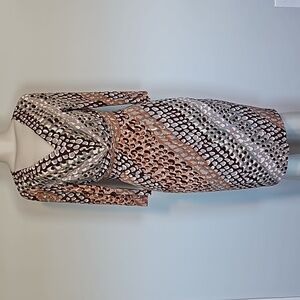 David Meister brown/gray splotchy print dress-10